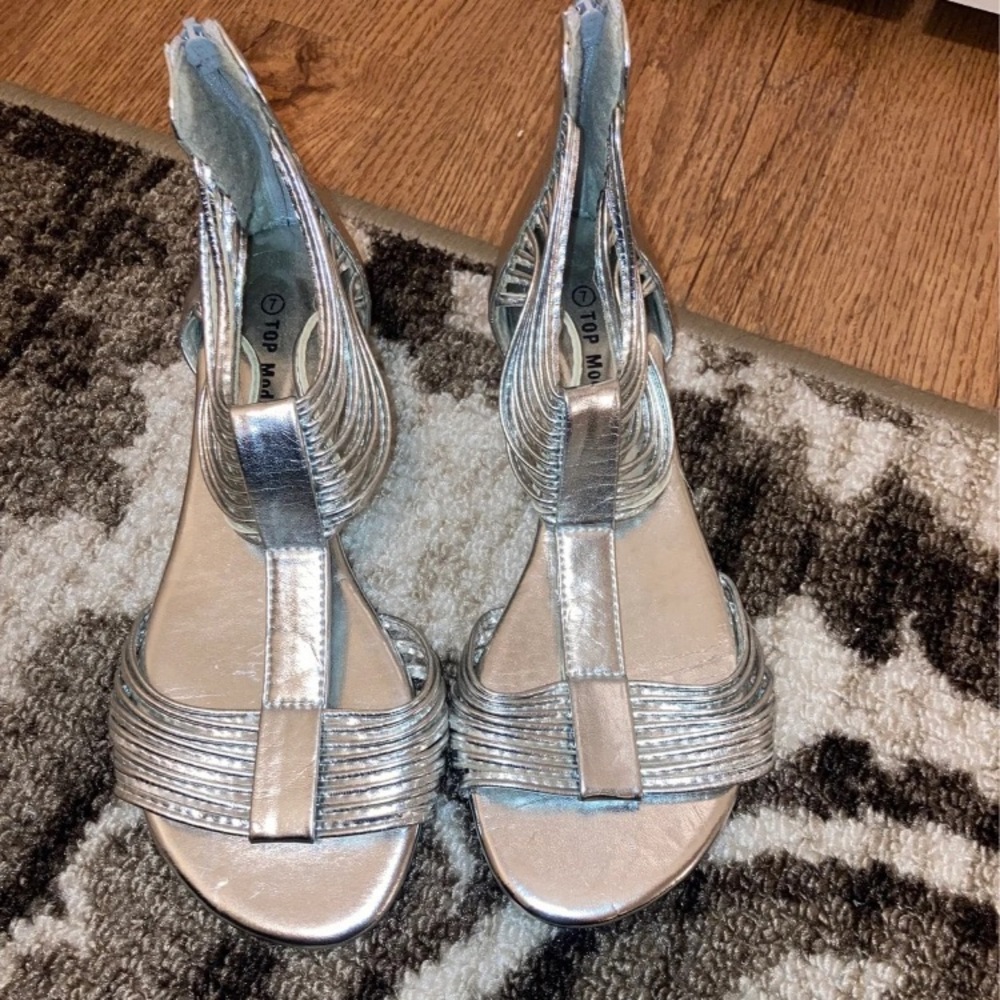 New silver gladiator sandals